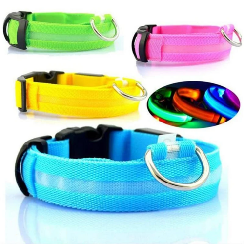 LED Adjustable Dog Collar Blinking Flashing Light Up Glow Pets Safety