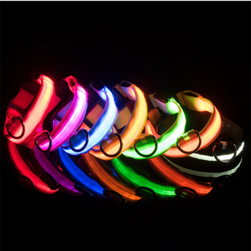 LED Adjustable Dog Collar Blinking Flashing Light Up Glow Pets Safety