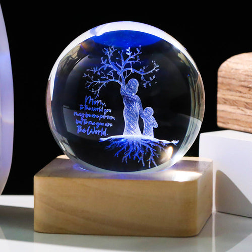 LED Engraved Crystal Sphere Nightstand Lamp