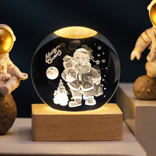 LED Engraved Crystal Sphere Nightstand Lamp