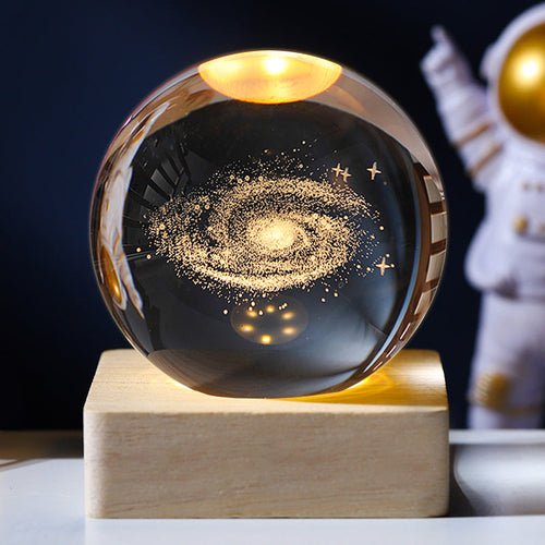 LED Engraved Crystal Sphere Nightstand Lamp