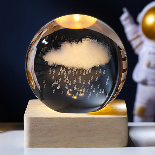 LED Engraved Crystal Sphere Nightstand Lamp