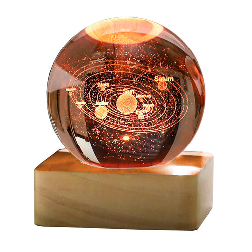 LED Engraved Crystal Sphere Nightstand Lamp