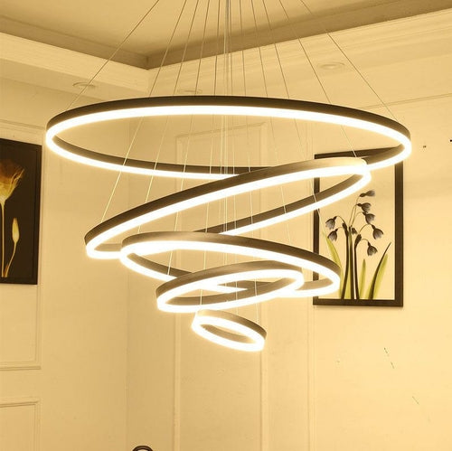 Modern LED Chandeliers Light For Dining Living Room Rings Luxury